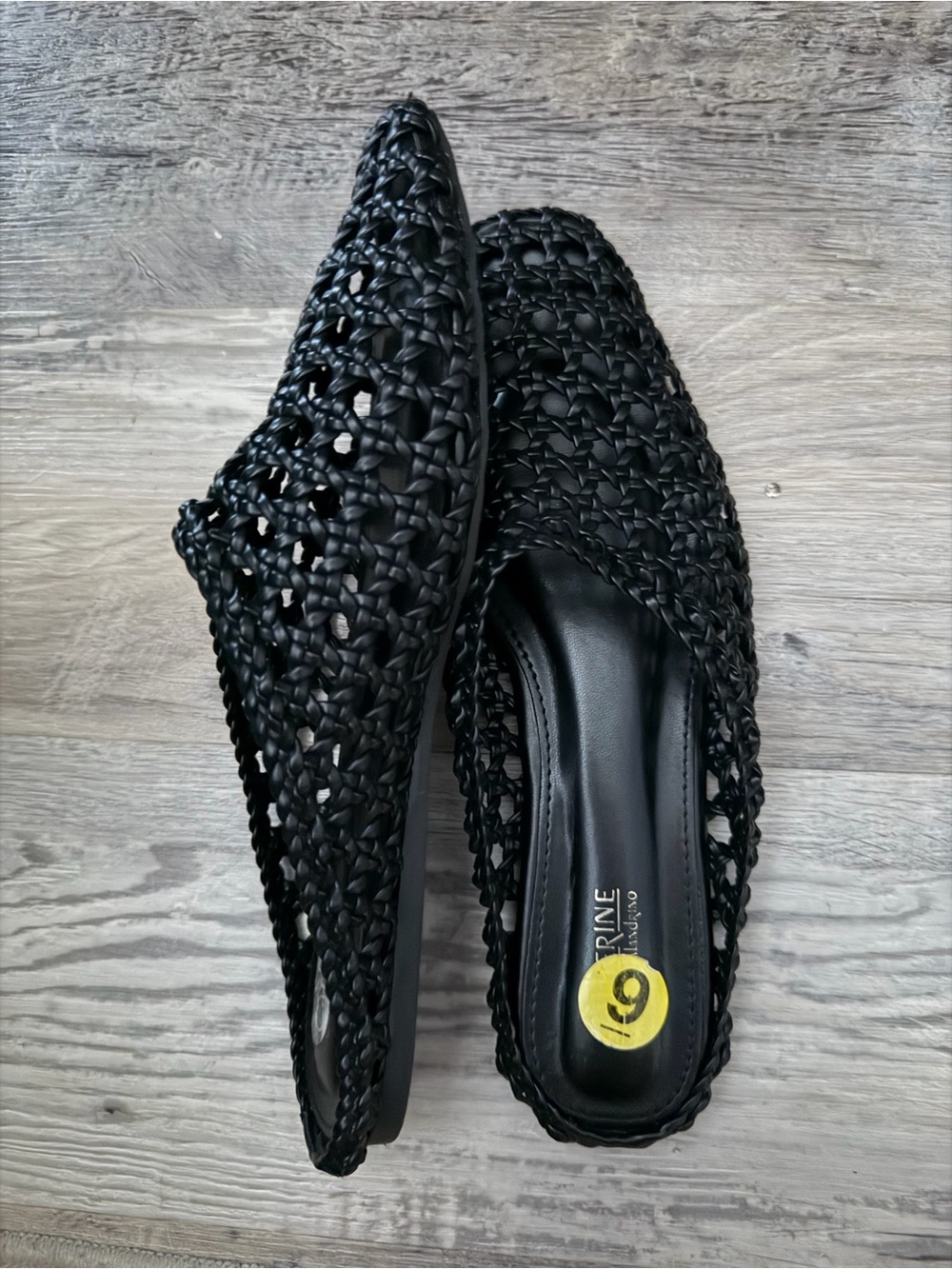 Catherine Malandrino Black Woven Slip-On Mules Size 9